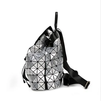 YUSE геометричен лазерен раница лачена кожа таблетка голяма раница Японски стил сгъваема дамска чанта