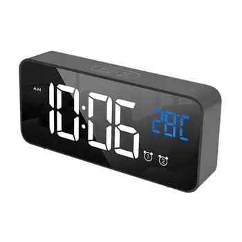 Електронното цифрово огледало led дисплей будилник богат на функции календар температура USB / AAA хранене повторение Настолни часовници