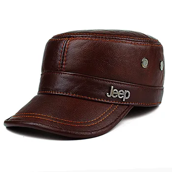 Модни овчинная шапка мъжка ушна защита на топла шапка от естествена кожа шапка на свободното време зимна шапка регулируемо B-8386