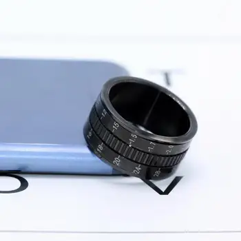 Пръстен на обектива на камерата 12mm кръгло въртящо се титановое стоманен пръстен класически стил на обектива на камерата пръстен геометрия ръчни декорации за унисекс подаръци
