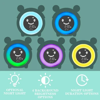 Kids Children Sleeping Training LED Night Light температурен дисплей будилник карикатура електронни часовници smart sleep alarm clock