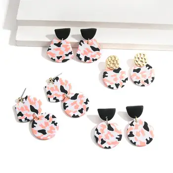 AENSOA New Unique Sweet Собственоръчно Drop Earrings for Women 2020 Fashion Black Pink Hit Color Polymer Clay Геометричен Earring Gift
