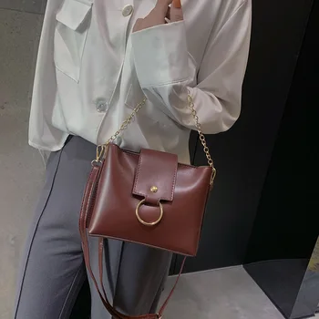 чанти за жените малката черна чанта дамска чанта ежедневни текстурирани чанта-месинджър всички-Мач ретро Чанта кофа наплечная чанта