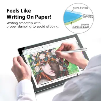 MoKo Like Paper Screen Protector за таблет Microsoft Surface Pro 6 / Pro 5 (Pro 2017) / Pro 4 / Pro LTE, пиши, рисуй и рисуй скица