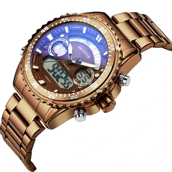 2020 New Stryve 8020 луксозни мъжки часовник от неръждаема стомана военен двоен дисплей водоустойчив кварцов Цифрови спорт часовници reloj hombre