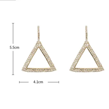 FYUAN мода корейски стил на голям триъгълник обеци луксозни злато, сребро цвят планински кристал, обеци, дамски украшения на бижута подарък