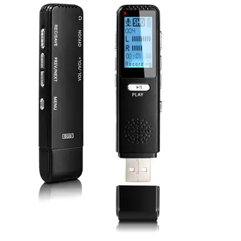 8GB USB акумулаторна батерия за преносим мини ултра дълго време за запис дръжка цифров запис 350 часа MP3 плейър HD екран за среща
