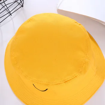 Усмихнато лице избродирани шапки кофа за жени плътен памук лято Панама мъжете козирка любителите на слънцето Риболов шапка Gorras капачка дамски
