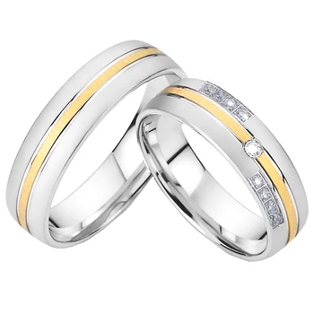 1 чифт произведени по поръчка двойка годежни пръстени комплект за мъже и жени Love Alliance 18k златно покритие титанов бижута гравиране на името на пръстени
