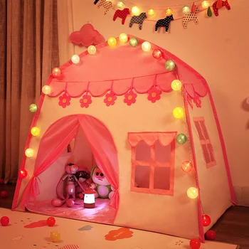 1,3 м преносима детска палатка вигвам сгъваеми детски палатки Tipi Baby Play House големи момичета розов замък на принцеси Декор на детска стая