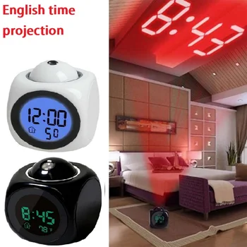 Мултифункционален LCD дисплей гласова говори led цифров прожекционен alarm clock време температурата на проектор USB английското време на Проекция часовник