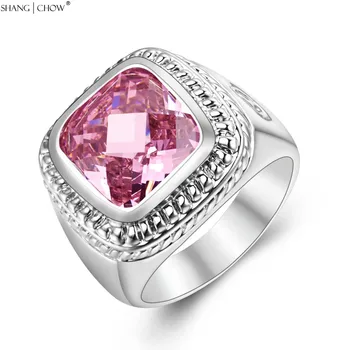 925 чисто сребро пръстен бижута с Хю розов кунцит кварцов камък за мъже вечерни аксесоари R1412