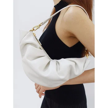 Ретро женски скитник чанта 2020 нов дизайн с нагънат под мишниците чанта, Луксозни чанти кроасан чанти за рамо Дама съединител чантата чанти за ръце