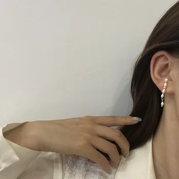 Френски ретро барок естествени перли дълги кости на ухото клип за жени мода ухото маншет естетически бижута и аксесоари коледни подаръци