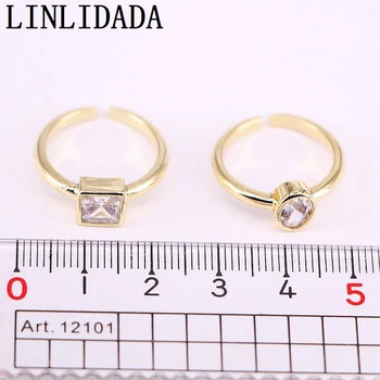 10шт златист цвят цирконии блестящи регулируеми пръстени за момичета жените