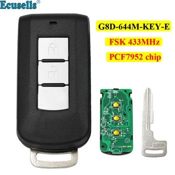 2 бутона Smart Remote Car Key FSK 433 Mhz PCF7952 чип за Mitsubishi Outlander G8D-644M-KEY-E с поставяне на ключ
