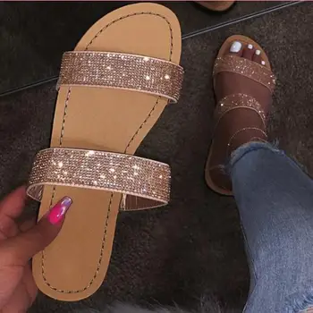 2019 дамски чехли нови сандали Дамски ярки диамантени ежедневни чехли за пътуване на открито, плажни обувки нескользящие трайни чехли