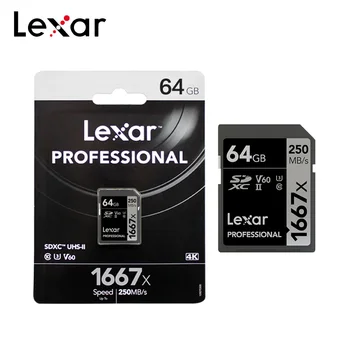 Lexar Professional 1667x SDXC UHS-II SD карта до 250 MB / с флаш карта памет 64GB 128GB 256GB SD-карта за 1080p HD 3D и 4K видео
