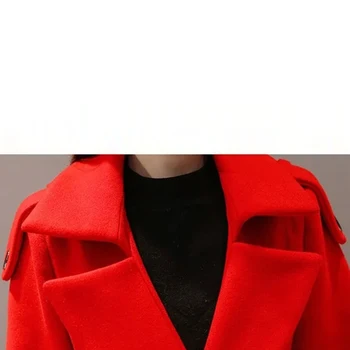 FairyShely Vintage вълна палто 2020 жените есен зима Нов по-голям е размерът на жена дълъг раздел палто офис Дама колан, елегантен 3XL