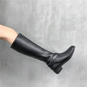 FEDONAS модни ботуши за езда жени зима естествена кожа коляното ботуши базова обувки жена квадратен чорап страничен цип високи ботуши