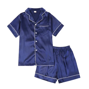 Летни детски пижами, комплекти нов сладък освежаващо хладен коприна дрехи на децата мека пижама с къс ръкав топ+шорти 2 бр.