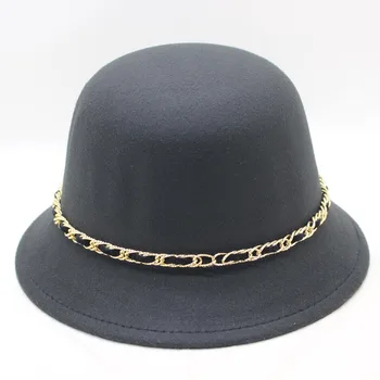 Елегантна шапка, дамски дамски ретро Зимна шапка широка периферия масивна вълна фетровая шапка бомбе за жени гъвкави дамски шапки