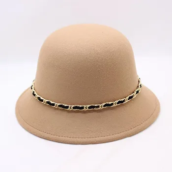 Елегантна шапка, дамски дамски ретро Зимна шапка широка периферия масивна вълна фетровая шапка бомбе за жени гъвкави дамски шапки