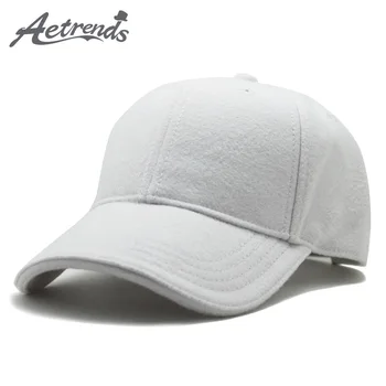 [AETRENDS] унисекс вълнена бейзболна шапка Зимна широка периферия топло възстановяване на предишното положение Шапка Z-10104