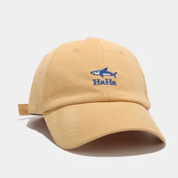 Продажба на едро памук акула шапка бейзболна шапка приталенная шапка ежедневни шапка Gorras 5 панел хип хоп възстановяване на предишното положение шапки измиване шапка за мъже, жени, унисекс