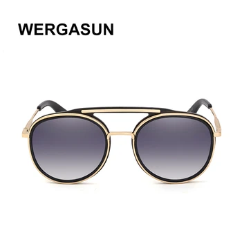 WERGASUN повече от големи кръгли слънчеви очила за Жени на марката дизайнерски слънчеви очила мъжки слънчеви очила Мода лято Gafas Feminino Oculos De Sol