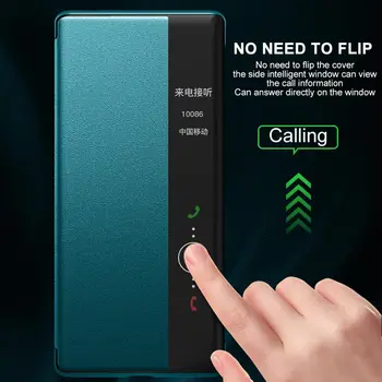 Луксозен Смарт Флип Калъф От Естествена Кожа За Huawei Капитан 40 Pro Plus Luxury Slim Защита Phone Case Чанта За Капитан 40 Pro+ Fundas