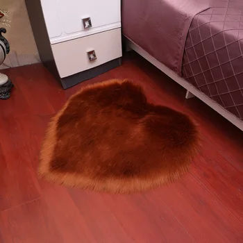 Sholisa Шаги Floor Area Rugs Faux Fur Сърце Shape 6cm купчина пухкав килим за хола спални Sea Set Home Deco 3 размера
