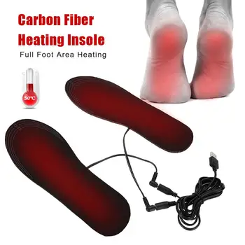 1 чифт USB с топъл обувки и стелки за краката на топло краката на топло чорап мат Мат Зимни спортове на открито централно отопление стелки зимни топлите ходила
