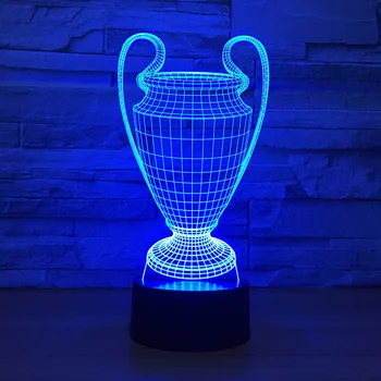3D купа футболен трофей лампа 7 цвята промяна 3D LED Night Light сензорен бутон USB Baby Bedroom Sleep Luminaria Light