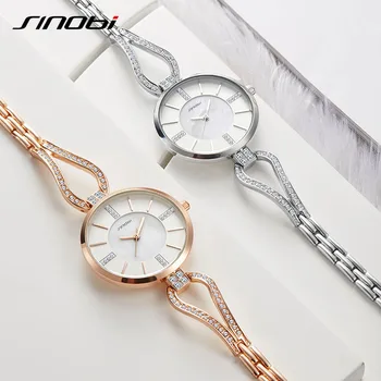 SINOBI луксозна марка дамски часовници Диамант гривна часовници дамски елегантни дами момичета Кварцов ръчен часовник женствена рокля часовници подарък