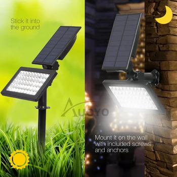 Auoyo Solar Light Outdoor Lighting 50 LED Solar Фокус IP65 Waterproof Security Lawn Light with Automatic On / Off Функция