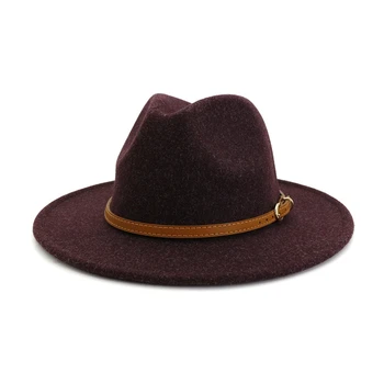 HOAREE бежовата вълнена фетровая шапка за жени британски стил за мъже фетровая шапка с колан ежедневни унисекс 2021 нова Есен Зима широка периферия шапка