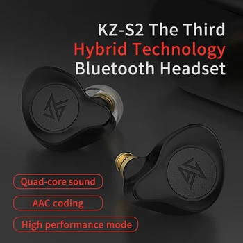KZ S2 TWS безжична сензорно управление Bluetooth 5.0 AAC поддръжка слушалки хибридна технология Спорт Тип движение слушалки слушалки Earplug
