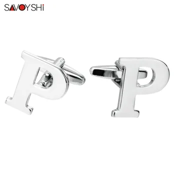 SAVOYSHI Fashion Letter P копчета за мъжки ризи и аксесоари от висок клас на марката посребрени копчета за ръкавели бизнес подарък бижута