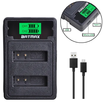 Batmax EN-EL23 EL23 LCD USB двойно зарядно устройство с пристанище Type C за фотоапарат Nikon COOLPIX P900, P610, P600, B700, S810c