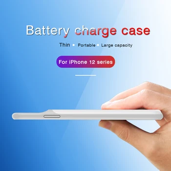 Телефон зарядно калъф за iPhone 12 12mini 12Pro 12Promax ултра тънък 5000-6999mAh батерия, кабел за зареждане калъф Power Bank