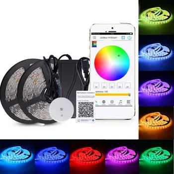 5M/10M LED Strip Light RGB Waterproof 24V IP65 5050 led strip with bluetooth Controller&AC Power for Outdoor Home Lighting