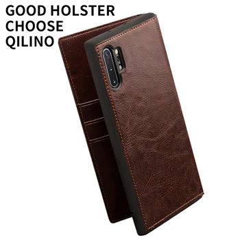 QIALINO оригинален кожен калъф за Samsung Забележка 10 чанта слот за памет карти ултра тънък флип-надолу капачката, за да Забележка 10 + 5 ГРАМА плюс за 6.3 / 6.8 инча