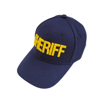 Офицер САЩ Шериф жълто писмо бродирани бейзболна шапка на хип-хоп мода отворен чадър-шапка тъмно син регулируема спортна шапка