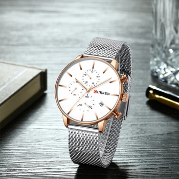 CURREN мъжете луксозен бизнес кварцов военни часовници мода Гривна от неръждаема стомана ръчен часовник дата Relogio Dropshipping