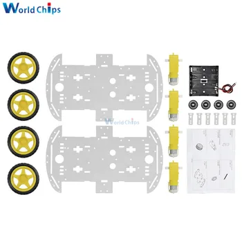 Smart Car Kit 4WD Smart Robot Car Chassis Комплекти Car With Speed Encoder and Battery Box for Arduino Сам Kit