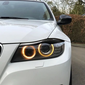 2 елемента от въглеродни влакна предните фарове на веждите, клепачите автомобилни стикери за BMW E90 3-та серия 2005-2012 m performance аксесоари