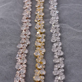 Дължина от 30 см широк 12 мм блестящи кристални кристали стъкло шевна украса украса за сватбената рокля на сватбата апликация на колан
