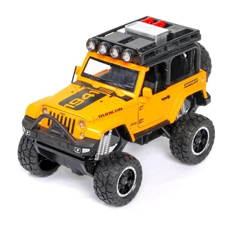 Hot 1:32 scale ORV big wheels Chrysler Jeeps Wrangler Rubicon 1941 metal model with light sound diecast pull back car alloy toys