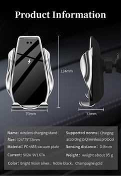 15 Вата безжично зарядно устройство за автоматично скоба за кола за телефон foriphone 11 pro 11 forSamsung S10 Note10 Qi Fast Charger